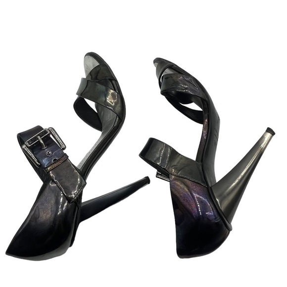 Giuseppe Zanotti Iridescent Stiletto Sandals Women’s Size 36.5 Peep Toe Strap - Picture 3 of 14